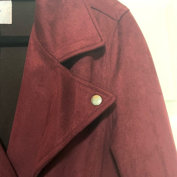 THE FALL COLOR 😍 Wine faux suede moto jacket plus size 1X - Picture 4 of 5